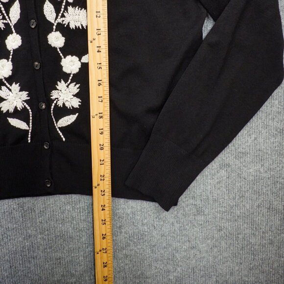 Kate Hill Black Knit Cardigan Floral Embroidered Romantic Vintage Boho Size XL - Picture 7 of 14